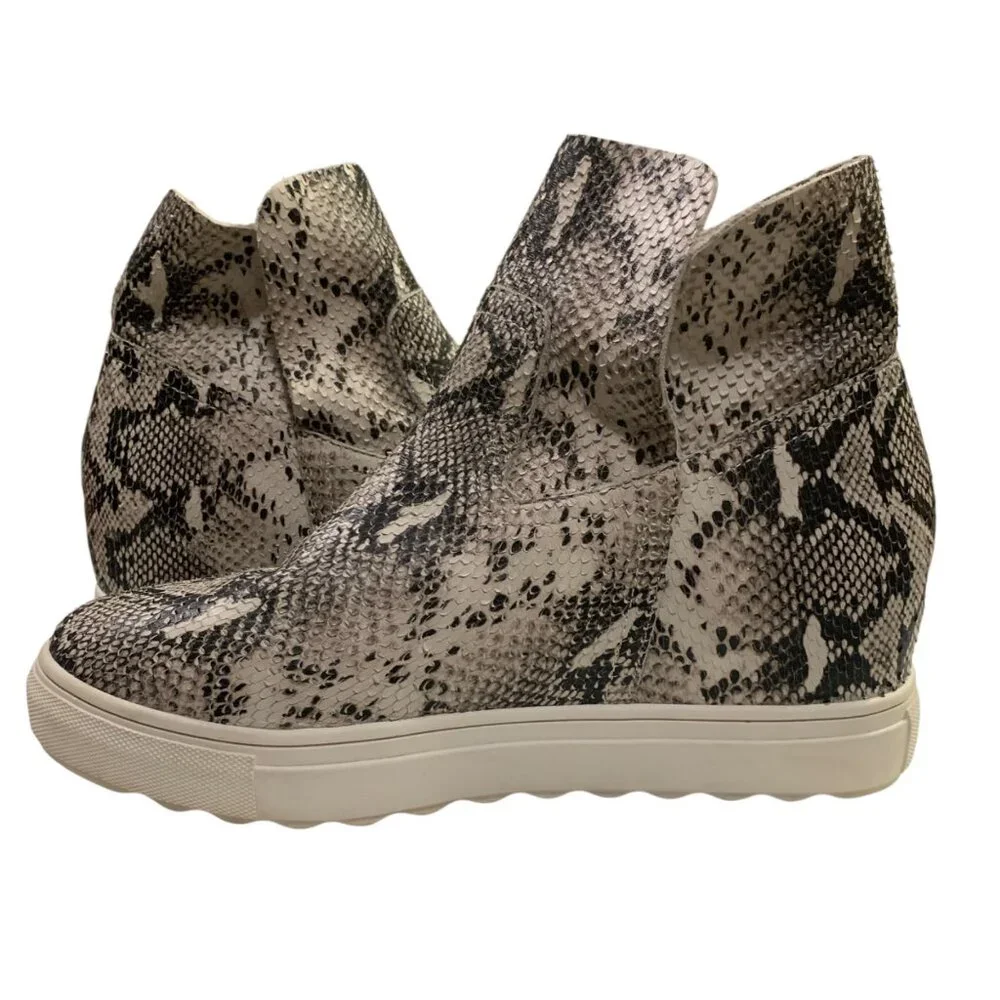 J/Slides New York Hightop Tennis Shoes Leather Snake Skin Platform Sz 10 Streetw